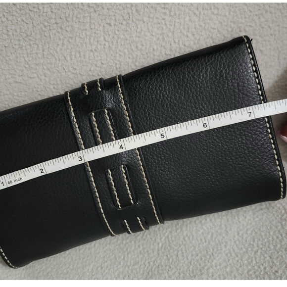 Tommy Hilfiger Black Leather Large Check Book WALLET Retro Trifold - Picture 5 of 9